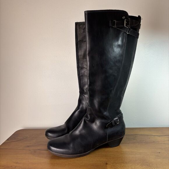 Pikolinos Women’s Sz EU 41 Black Leather Zip Knee High Buckle Boots - Picture 1 of 13